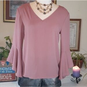 A. Byer Mauve Bell Sleeve Blouse